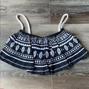Black and White Patterned Swim Top